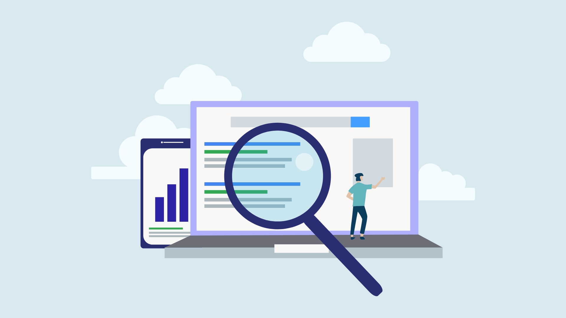 Data magnifying glass illustration