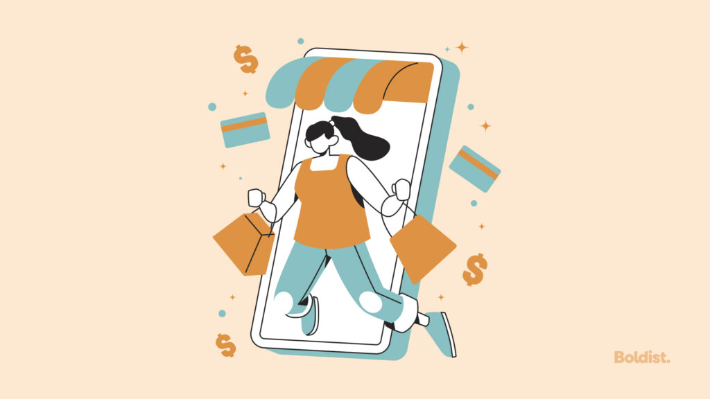 Person making an online purchase