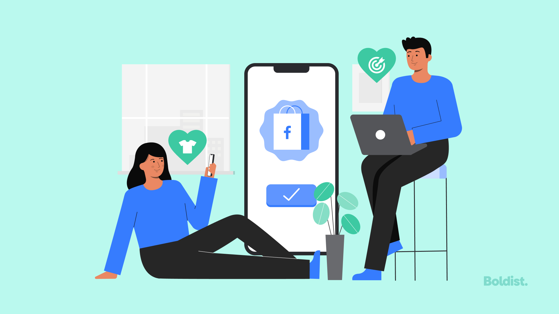 People using facebook illustration