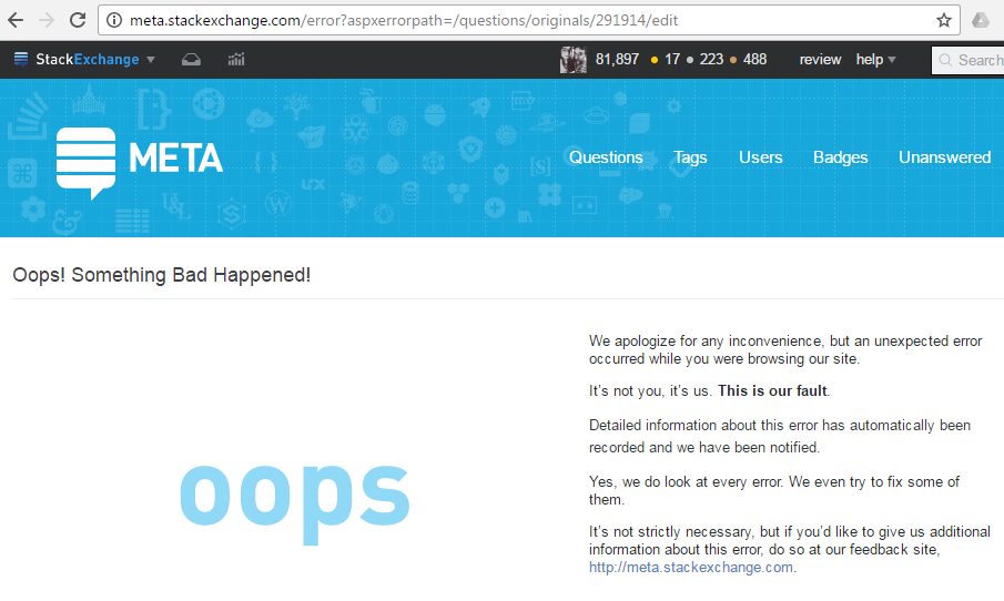 An error message that is friendly and human.