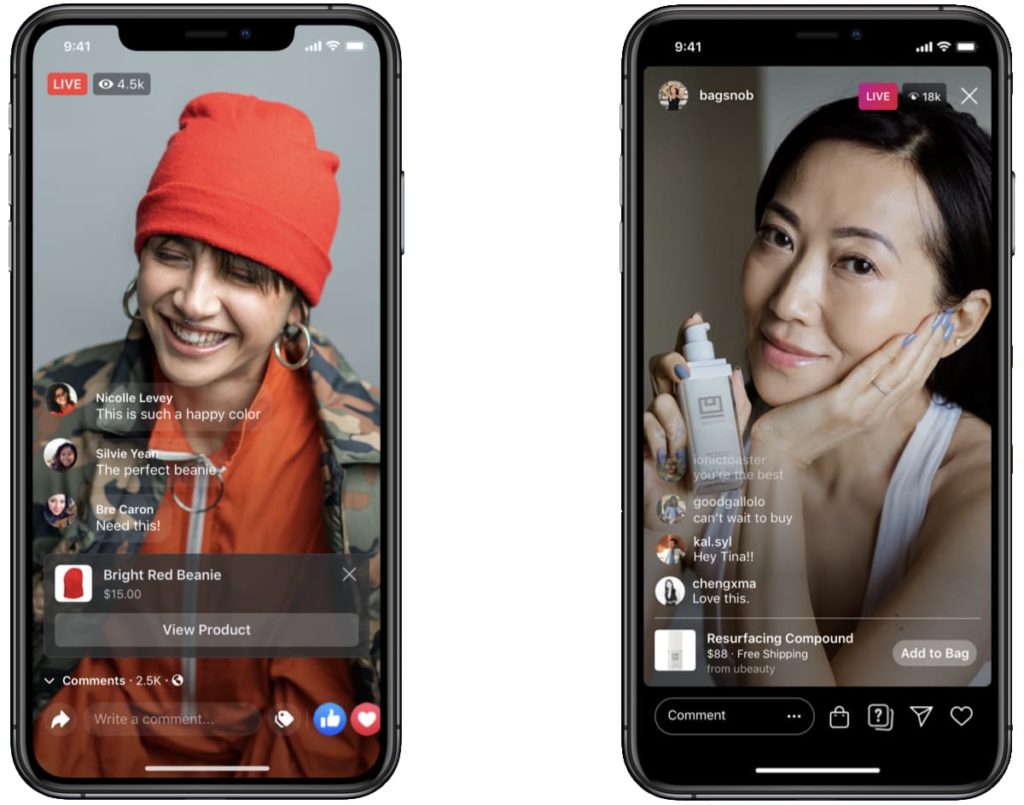 FB and IG live shopping examples