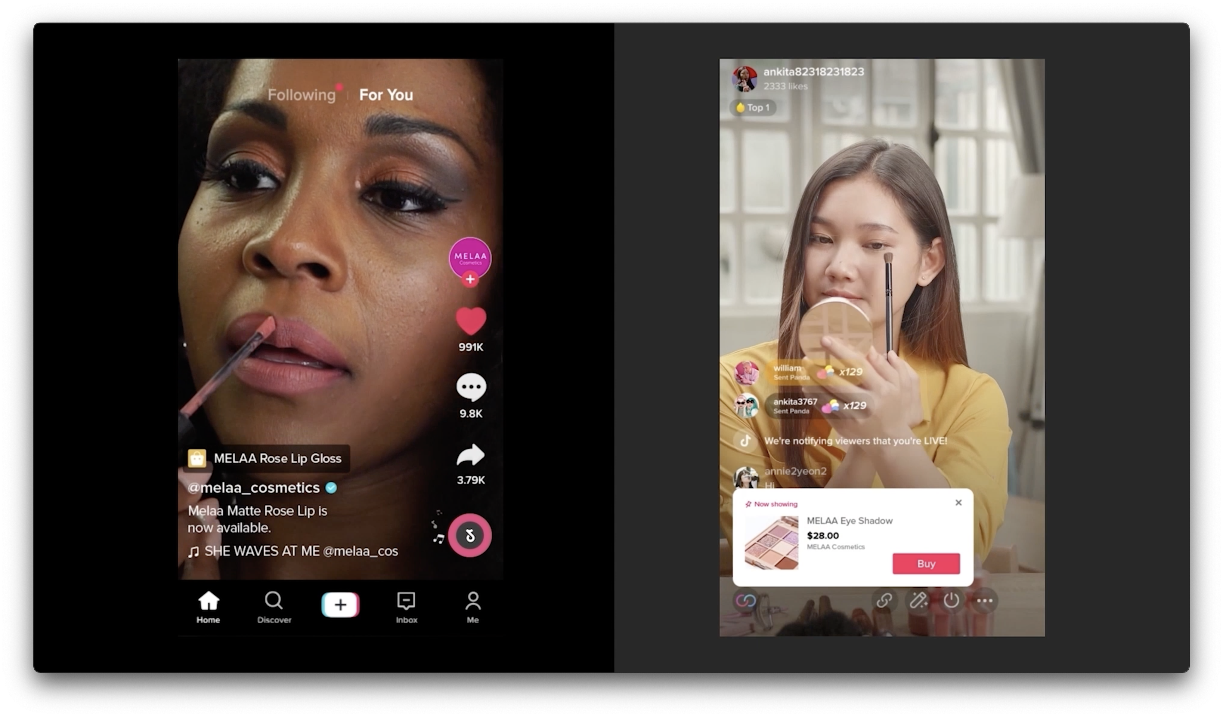 Live shopping examples