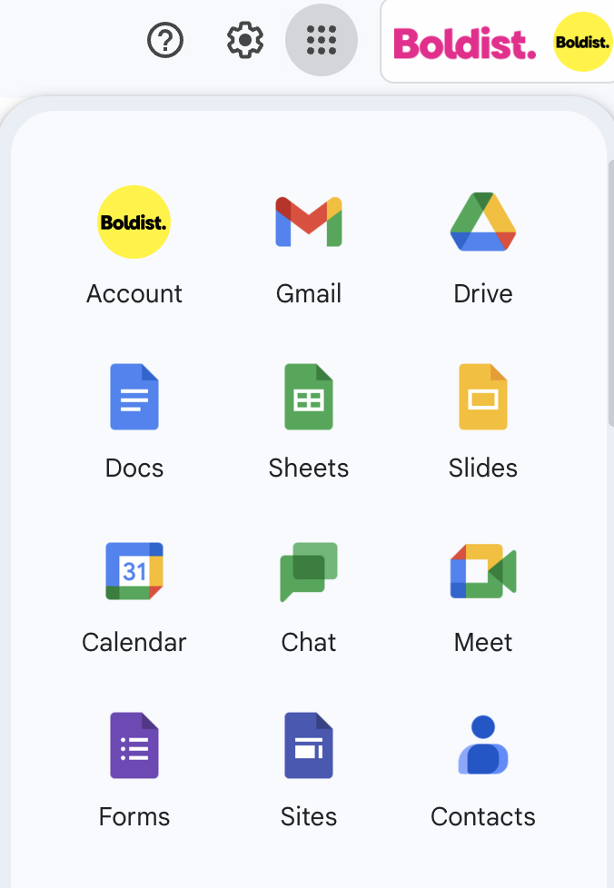 Google's search bento icon revealing more apps
